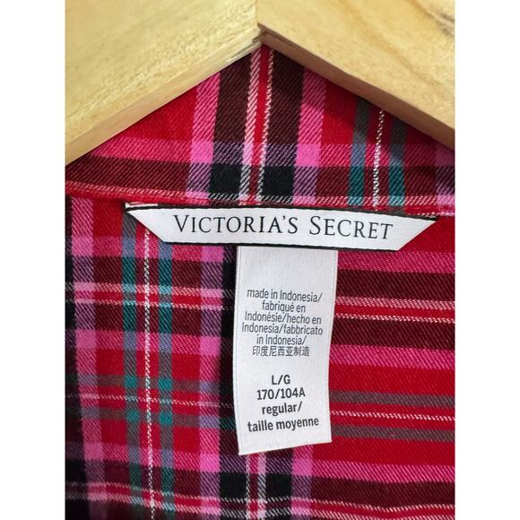 Victoria's Secret Holiday  Metallic  Plaid Flannel Pajama Set Size Large - Picture 5 of 7
